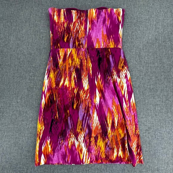 Bisou Bisou Michele Bohbot Strapless Dress Size 4 Cotton Spandex Purple Yellow - Picture 11 of 14